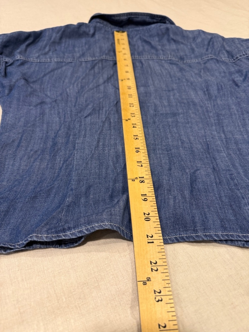 Banana Republic Chambray Puff Sleeve Button Front Top Medium - Picture 7 of 9